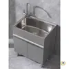Gabinete de Lavandería de Acero Inoxidable 304 Balcón Lavabo Doméstico para Lavandería Lavamanos Panal de Aluminio Juego de Gabinetes de Baño con Tabla de Lavar