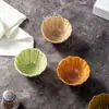 Plato Cerámico con Forma de Pétalo Cocido en Horno Estilo Retro para Uso Doméstico, Adecuado para Salsa para Fondue, Plato para Condimentos, Plato para Snacks, Plato para Sazonar, Plato Pequeño