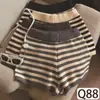 Shorts Rayados de Bloques de Color de Moda para Mujer, Pantalones Cortos Sexy de Punto Ajustados de Cintura Alta para Figuras Pequeñas