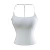 Camisola de Estilo Puramente Sensual para Chica Caliente con Almohadillas en el Pecho, Verano 2025 Nuevo Versátil Ajustado Corto Color Sólido Espalda Descubierta