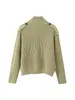 Comercio Exterior Transfronterizo Aliexpress Estilo Europeo y Americano Primavera y Otoño Nueva Moda para Mujer Chaqueta Cardigan de Punto de Cuello Alto