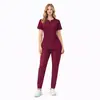 94% Fibra de Poliéster + 6% Elastano Elástico Transfronterizo Secado Rápido Conjunto de Uniforme Quirúrgico Uniforme de Enfermera Conjunto para Mujer