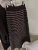 Falda de Punto Peludo a Rayas 2025 Invierno Estilo Coreano Cintura Media-Alta Ajustada Recta Cubre la Carne y la Entrepierna Falda para Mujer