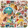 50 piezas de pegatinas de graffiti de dibujos animados de estética india para decoración DIY de teléfonos móviles, computadoras, materiales de agenda impermeables y pegatinas de regalo