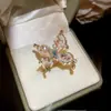 Anel de Dedo Borboleta com Cristais e Pérola Gota d'Água Retrô Francês Elegante Anel de Dedo Luxo Leve High-end Versátil Anel de Dedo