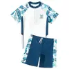Traje de baño para niños para entrenamiento de natación, nuevo conjunto de dos piezas de traje de baño con protección solar de secado rápido, elegante y de secado rápido con protección solar para niños