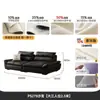Sofá de Vela Tong Yute Super Ancho Sentado Profundo Estilo Retro Sala de Estar Recto Respaldo Ajustable Sofá de Cuero Negro