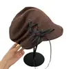 Gorro retro dulce y fresco estilo coreano y japonés con lazo de cinta, gorra de visera simple de tendencia para principios de otoño con cordón ajustable