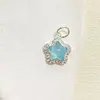 Retención de Color Alta Cobre Plateado Plata Brillante Diamante Estrella de Cinco Puntas Colgante Pequeño DIY Pulsera de Cristal Perla Accesorios de Joyería