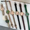 Relógio transfronteiriço Sanda tendência da moda simples pulseira verde pequena à prova d'água quartzo relógio feminino atacado