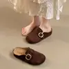 2026 Nuevo Otoño Moda Vintage Slip-On Media Pantufla Suela Gruesa que Aumenta la Altura Punta Cerrada Zapatos de Exterior para Mujer