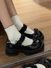 Plataforma Laço Francês Mary Jane Solado Grosso Sapatos de Couro Pequenos para Mulheres Verão Novo Estilo Britânico Mocassins Versáteis Atacado
