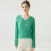 Suéter de punto para mujer de otoño e invierno, cuello en V, seda y cachemira, corte holgado y ajustado, suéter de punto liso versátil