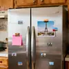 Imán de Refrigerador de Vidrio Escénico de Daqing Lago Amuta Orilla del Lago Arquitectura Sencilla Atardecer Naranja-Rojo Souvenir Turístico Regalo Magnético