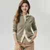 Nueva colección de otoño: Cárdigan de cachemira de alta calidad, suave y cómodo con cuello alto para mujer, un top de punto versátil y que estiliza
