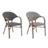 Mesa y Sillas de Mimbre para Exteriores, Combinación de Mesa y Sillas de Mimbre para Patio de Ocio al Aire Libre, Juego de Tres Piezas de Silla de Mimbre para Cafetería, Bar, Tienda de Té con Leche