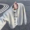 Suéter Cardigan Masculino Khaki Cleanfit com Botões Outono Malha Preguiçosa de Alta Qualidade Peça Externa Solta para Casal