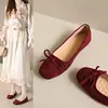 Zapatos de mujer talla grande 35-44 43 nuevos zapatos con lazo mujer 42 estilo coreano punta cuadrada boca baja planos zapatos de tela de guisante 41