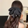 Pasador Coreano Dulce Floral con Lazo para Mujer, Nuevo Pinza de Cinta, Clip para Cola de Caballo en la Parte Posterior de la Cabeza, Pinza Tiburón para Cabello Semiatado