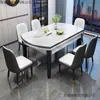 Juego de mesa y sillas de comedor de losa de roca, mesa de comedor moderna minimalista de madera maciza, adecuado para apartamentos pequeños, se puede transformar en una mesa redonda y es plegable
