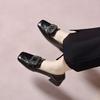 Zapatos Pequeños de Cuero de Punta Cuadrada para Mujer Primavera 2025 Nuevo Estilo Británico Hebilla Cuadrada Pedrería Mocasines Slip-on Zapatos Bajos de Una Sola Capa
