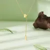 Colar Olho de Gato em Prata Esterlina S925 Feminino Leve Luxo Corrente Lateral Simples Marca da Sorte Corrente de Clavícula Versátil