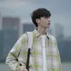 Nova Camisa Xadrez Rosa Retrô Americana Outono/Primavera Masculina Estilo Hong Kong Tendência Casal Tendência Jaqueta Camisa de Manga Longa