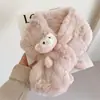 Bufanda Nueva de Imitación de Piel de Conejo Rex para Mujer Invierno Estilo K Versátil Cuello de Piel Protector de Cuello Dibujo Animado Chica Linda