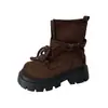 Elegantes y estilizadas nuevas botas de plataforma retro para mujer, perfectas para figuras menudas, con suelas gruesas y adecuadas para combinar con faldas, colección otoño y primavera 2026