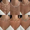 Joyería Transfronteriza Europea y Americana, Collar con Colgante de Corazón Estilo Chica Dulce, Cadena para Clavícula Elegante con Cadena de Borla de Perlas Artificiales
