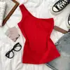 25 Novos Estilos de Verão para Meninas, Slim e Versátil, Cropped de Alça Assimétrica Curto, Top Moderno Sem Mangas Ombro a Ombro para Bebê Menina