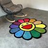 Alfombra de girasol de Amazon felpudo para el hogar terciopelo cristal marca de moda dormitorio mesita de noche manta redonda antideslizante alfombra para silla venta al por mayor