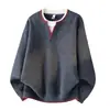 Novedad Otoño/Invierno 2026: Suéter de Bloques de Color con Cuello Redondo para Hombre, Cómodo y Versátil, Cuello en V Pequeño, Estilo High Street Americano, Top Casual para Hombre