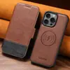 Funda de piel para teléfono plegable Iphone18Promax con ranura para tarjeta, succión magnética, soporte de carga inalámbrica dos en uno