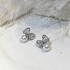 Aretes de Lazo de Circonita y Perla, Lindos Elegantes, Aretes de Diseño Nicho, Favorecedores, Aretes Pequeños de Moda de Alta Gama
