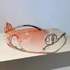 Óculos de Sol Y2k Sem Aro Feminino Estiloso Lente Degradê Óculos de Sol para Exterior Tendência Marca de Luxo Design Armação de Metal Óculos de Proteção