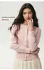 Cardigan de Cachemira para Mujer con Lentejuelas Finas Brillantes de Color Sólido, Tejido de Punto Trenzado Suave y Transpirable, Prenda Exterior de Punto con Cuello Redondo