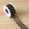 Cinta de gasa con puntos dorados de alta gama para empaque de flores, manualidades de regalos, accesorios para el cabello, moños y repostería