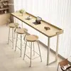Mesa alta de bar de ocio nórdica para uso doméstico en Yangtai, mesa larga simple de madera maciza para colocar en la pared o junto a la ventana, juego de mesa y sillas con patas altas