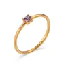 Anillo de Cola de Cumpleaños de Moda Ins Europea y Americana Simple Lujo Ligero Joyería Acero Inoxidable Chapado en Oro de 18K Piedra de Nacimiento Anillo Fino