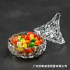 Tarro de Dulces Estilo Europeo, Tarro de Almacenamiento de Vidrio, Azucarero con Rayas Verticales, Caja de Almacenamiento de Joyas con Forma de Yurta, Bol de Cristal Transparente para Desmagnetización