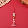 Nuevo colgante de correa para teléfono con forma de trébol de cuatro hojas de brocado Song estilo chino, accesorio de broche Hanfu para bricolaje, llavero, decoración de bolso