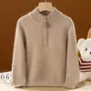 Suéter para bebé unisex de lana 100% pura, con media cremallera, cuello semi-alto, tejido grueso, mangas largas, estilo moderno