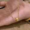 Anel Colar S925 Prata Esterlina Olho de Gato Escovado Pequena Bola Dourada Diamante Rosa Estelar Antigo Corrente para Clavícula Feminina Luxo Leve Vintage