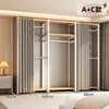 Armario de metal, estructura de acero, completamente cerrado, diseño simple, adecuado para apartamentos de alquiler, modular, engrosado, de pie, estilo abierto, para uso doméstico