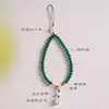 Cordão para Celular Original de Ágata Verde Natural com Contas Estilo Chinês Pingente de Corrente para Celular Feminino Cristal Rosa