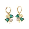 Joias Yiwu populares transfronteiriças na Amazon trevo com incrustação de diamante moda elegante luxo leve versátil brincos da moda para mulheres