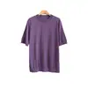 Nova camisa de malha 100% lã pura de outono para homens, camiseta de manga curta, gola redonda, camisa base de meia-manga, top casual versátil
