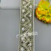 Ponto de renda bordada em gaze com bordado étnico retrô, fio dourado, estoque de carro, bordado com lantejoulas, renda para roupas chinesas, acessórios de renda