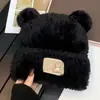 Nuevo Gorro de Punto con Orejas de Oso Lindo para Mujer, Suave Felpa para Otoño e Invierno, Cubre-Cabeza Cálido de Lana